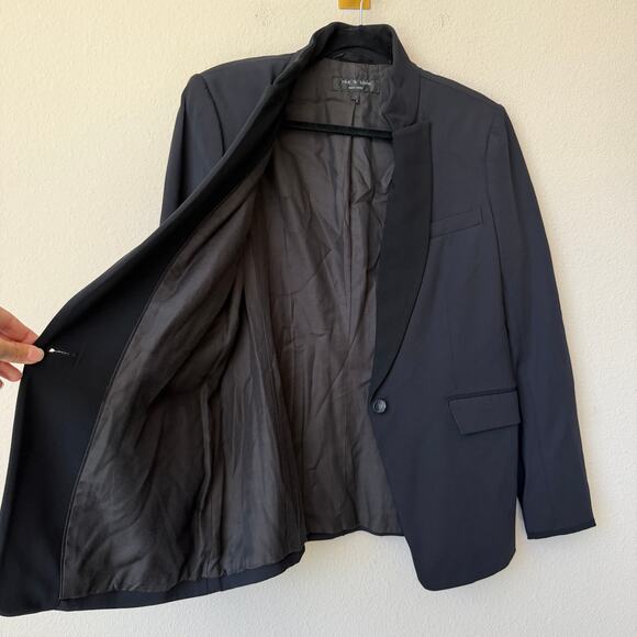 Rag & Bone Black Satin Lapel Blazer Size 10 - Picture 3 of 5